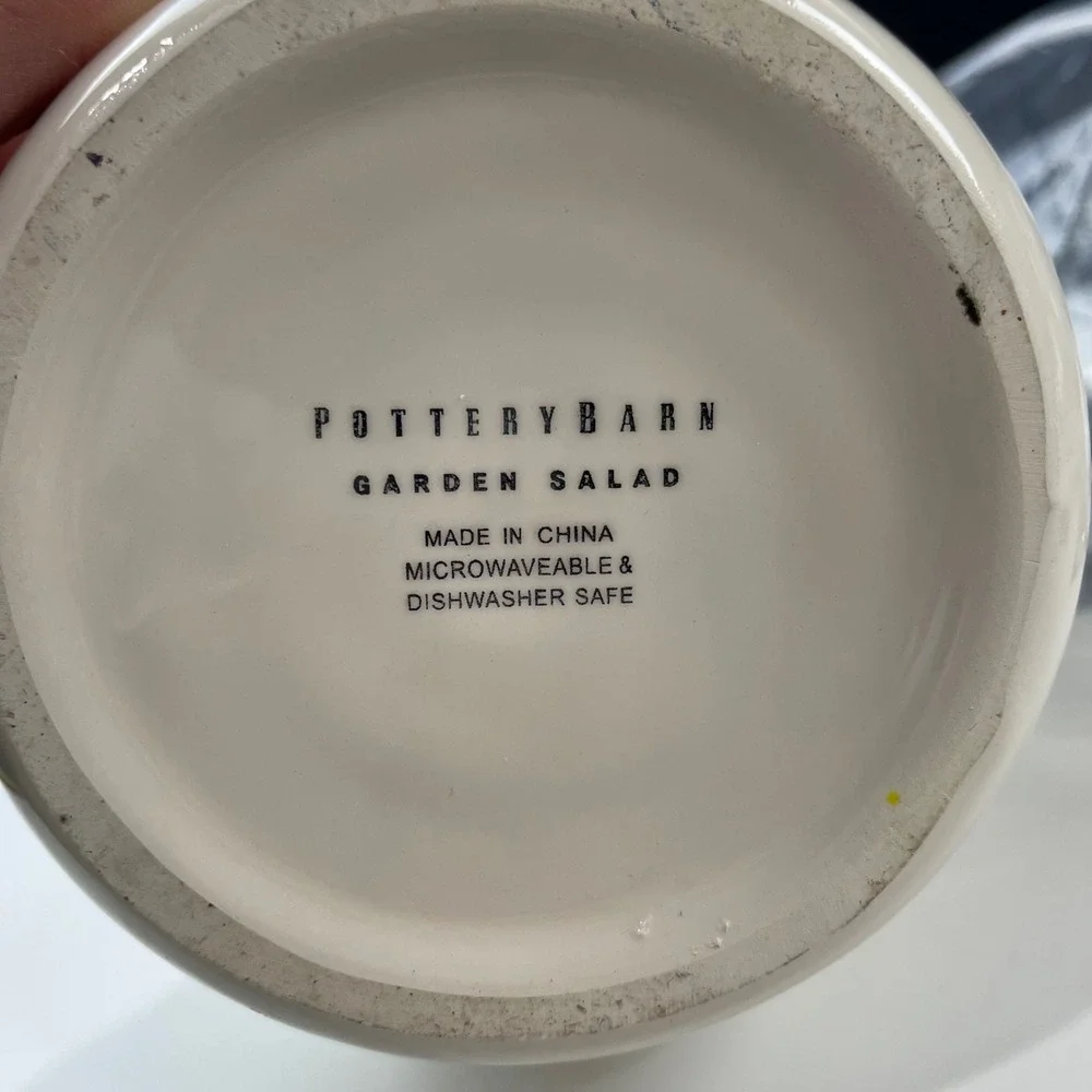 Pottery Barn Garden Salad Water Pitcher Cream Stoneware Ribbed Farmhouse 8.75in